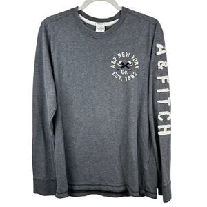 Abercrombie & Fitch Muscle Tee Long Sleeve Stitched Spell Out Gray Men's Medium